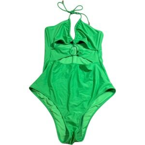 Aerie Green Cheeky Cutout One Piece‎ Swimsuit Halter Swim Suit